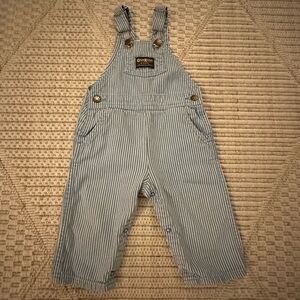 Vintage 80s OshKosh B'gosh Kids Overalls in Blue and White Stripes